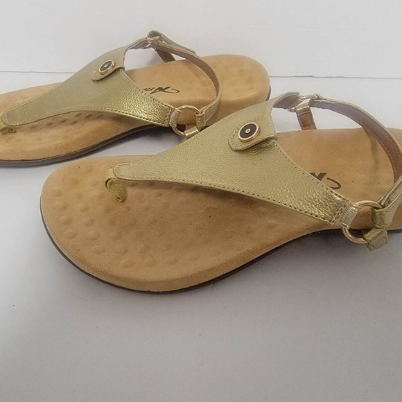 Athlefit Women's Comfortable Orthopedic Sandals Thong Dressy T-Strap SIZE 9 GOLD - Picture 5 of 15